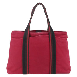 HERMES Trocha Horizontal Zonal MM Tote Bag Canvas Red Silver Auth ar13791 - 0