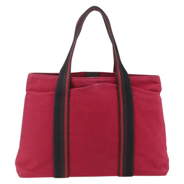 HERMES Trocha Horizontal Zonal MM Tote Bag Canvas Red Silver Auth ar13791 - 0