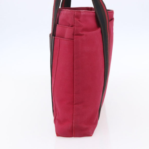HERMES Trocha Horizontal Zonal MM Tote Bag Canvas Red Silver Auth ar13791