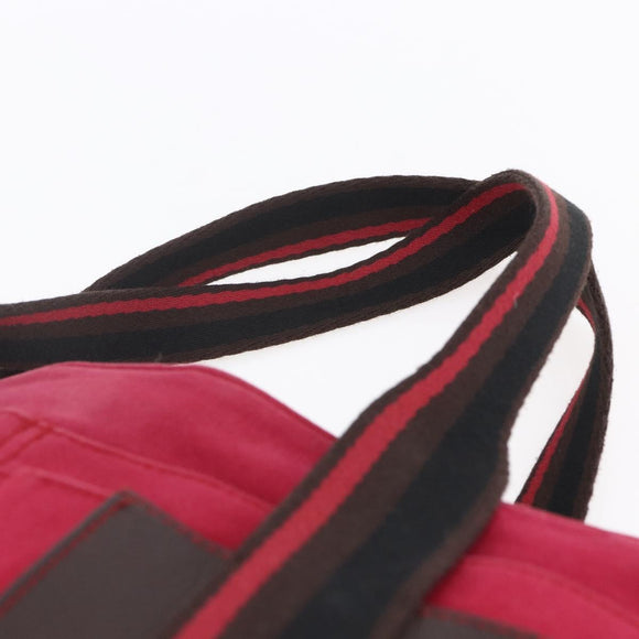 HERMES Trocha Horizontal Zonal MM Tote Bag Canvas Red Silver Auth ar13791