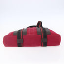 HERMES Trocha Horizontal Zonal MM Tote Bag Canvas Red Silver Auth ar13791-5