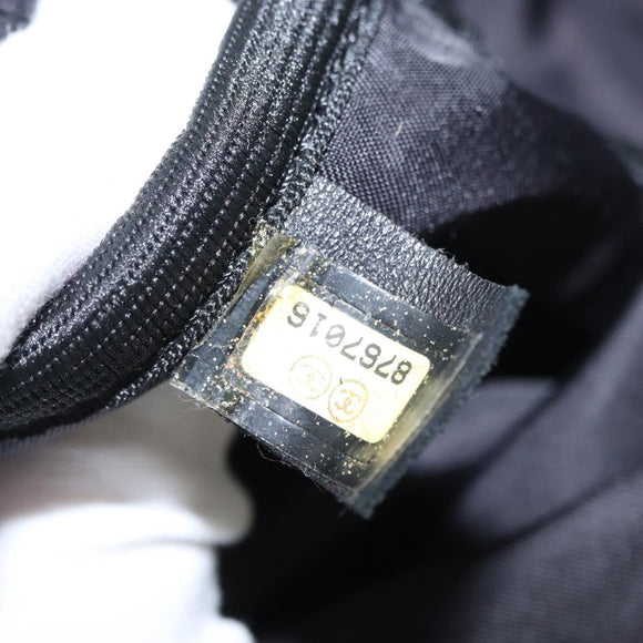 CHANEL Sports Line COCO Mark Shoulder Bag Nylon Ivory Black CC Auth ar13792