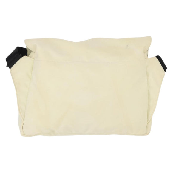 CHANEL Sports Line COCO Mark Shoulder Bag Nylon Ivory Black CC Auth ar13792