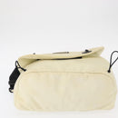 CHANEL Sports Line COCO Mark Shoulder Bag Nylon Ivory Black CC Auth ar13792-5