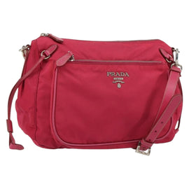 PRADA Shoulder Bag Nylon Pink Silver Auth ar13793