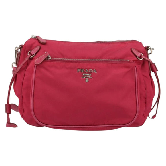 PRADA Shoulder Bag Nylon Pink Silver Auth ar13793