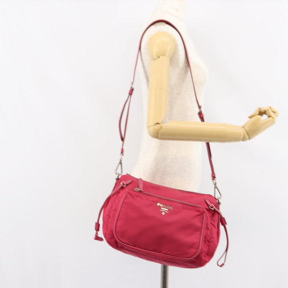 PRADA Shoulder Bag Nylon Pink Silver Auth ar13793