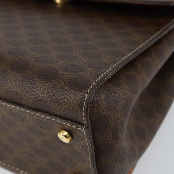 CELINE Macadam Canvas Hand Bag PVC Leather Brown Gold Auth ar13796