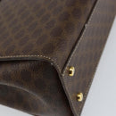 CELINE Macadam Canvas Hand Bag PVC Leather Brown Gold Auth ar13796-16