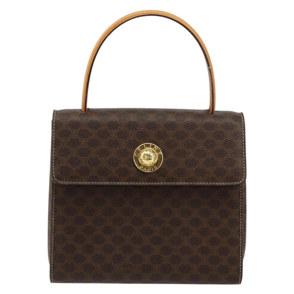 CELINE Macadam Canvas Hand Bag PVC Leather Brown Gold Auth ar13796
