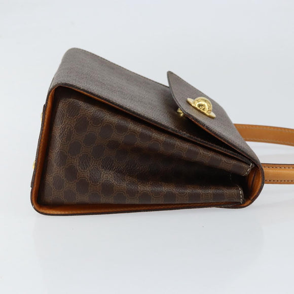 CELINE Macadam Canvas Hand Bag PVC Leather Brown Gold Auth ar13796