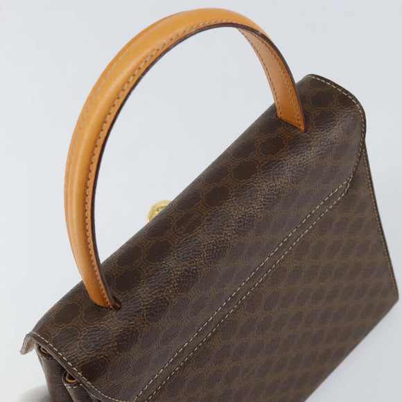 CELINE Macadam Canvas Hand Bag PVC Leather Brown Gold Auth ar13796