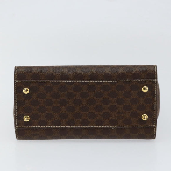 CELINE Macadam Canvas Hand Bag PVC Leather Brown Gold Auth ar13796