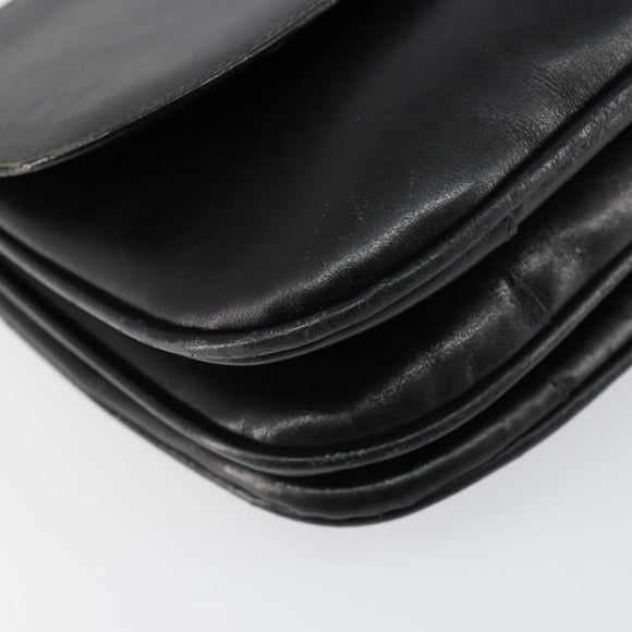 CELINE Horse Carriage Shoulder Bag Leather Black Gold Auth ar13797