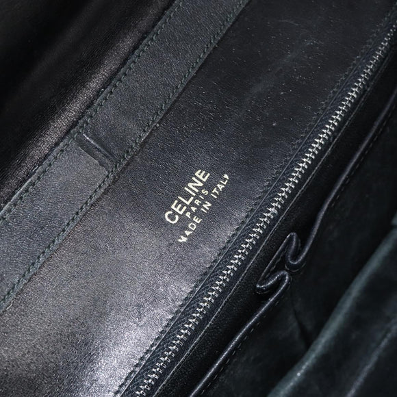 CELINE Horse Carriage Shoulder Bag Leather Black Gold Auth ar13797