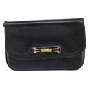 CELINE Horse Carriage Shoulder Bag Leather Black Gold Auth ar13797-13