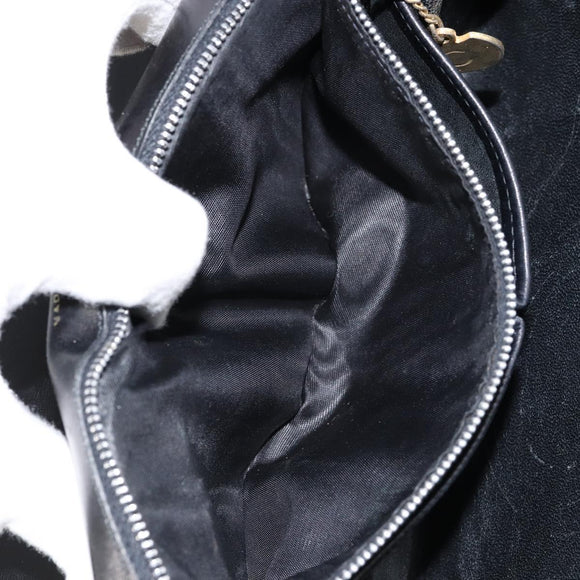 CELINE Horse Carriage Shoulder Bag Leather Black Gold Auth ar13797