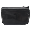 CELINE Horse Carriage Shoulder Bag Leather Black Gold Auth ar13797-2