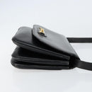 CELINE Horse Carriage Shoulder Bag Leather Black Gold Auth ar13797-3