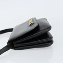 CELINE Horse Carriage Shoulder Bag Leather Black Gold Auth ar13797-4