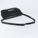 CELINE Horse Carriage Shoulder Bag Leather Black Gold Auth ar13797-7