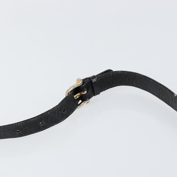 CELINE Horse Carriage Shoulder Bag Leather Black Gold Auth ar13797