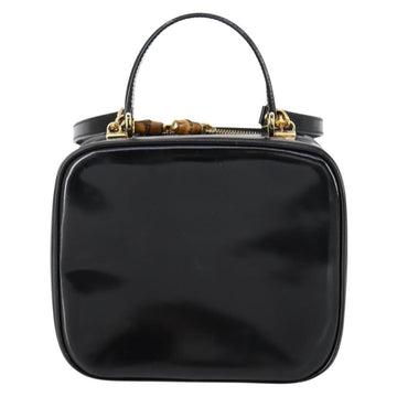 GUCCI Hand Bag Enamel 2way Black Gold 000 2040 0323 Auth ar13798 - 0