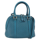 GUCCI GG Canvas Guccissima Bag Leather 2way Outlet Blue 449654 Auth ar13799-1