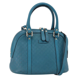 GUCCI GG Canvas Guccissima Bag Leather 2way Outlet Blue 449654 Auth ar13799