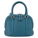 GUCCI GG Canvas Guccissima Bag Leather 2way Outlet Blue 449654 Auth ar13799-13