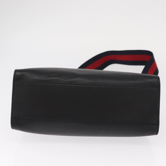 GUCCI Bamboo Sherry Line Nim Fair Bag Leather 2way Black 459076 Auth ar13801