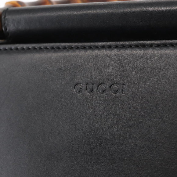 GUCCI Bamboo Sherry Line Nim Fair Bag Leather 2way Black 459076 Auth ar13801