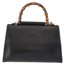 GUCCI Bamboo Sherry Line Nim Fair Bag Leather 2way Black 459076 Auth ar13801-2