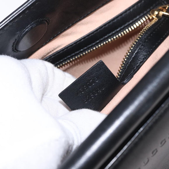 GUCCI Bamboo Sherry Line Nim Fair Bag Leather 2way Black 459076 Auth ar13801