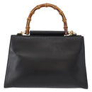 GUCCI Bamboo Sherry Line Nim Fair Bag Leather 2way Black 459076 Auth ar13801-3