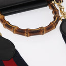 GUCCI Bamboo Sherry Line Nim Fair Bag Leather 2way Black 459076 Auth ar13801-7