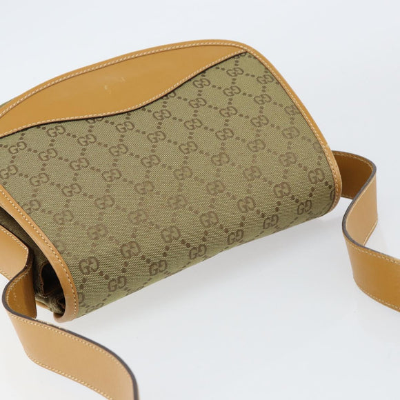 GUCCI GG Canvas Shoulder Bag Beige Gold Auth ar13804