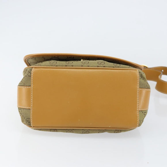 GUCCI GG Canvas Shoulder Bag Beige Gold Auth ar13804