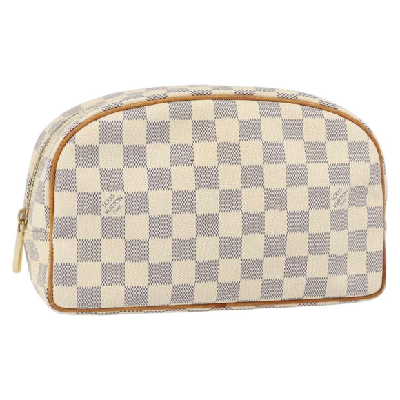 LOUIS VUITTON Damier Azur Trousse Toilette Cosmetic Pouch N41420 LV Auth ar13805