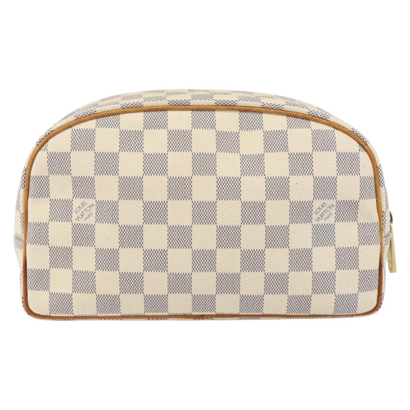 LOUIS VUITTON Damier Azur Trousse Toilette Cosmetic Pouch N41420 LV Auth ar13805