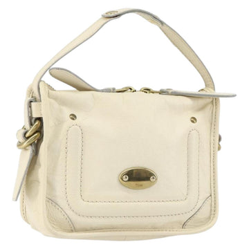 Chloe Hand Bag Leather Ivory Gold Auth ar13809