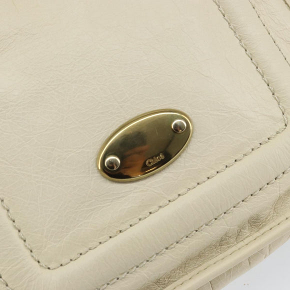 Chloe Hand Bag Leather Ivory Gold Auth ar13809