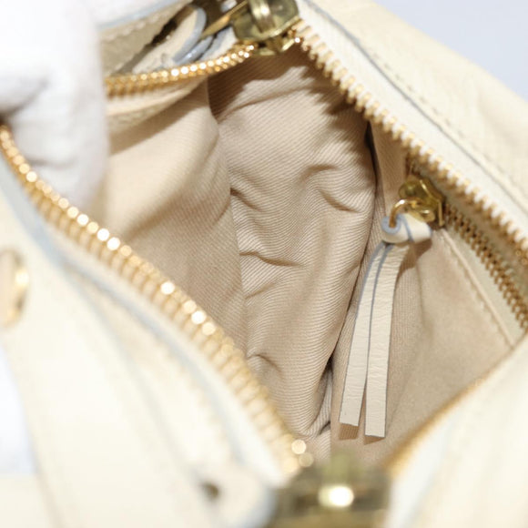 Chloe Hand Bag Leather Ivory Gold Auth ar13809
