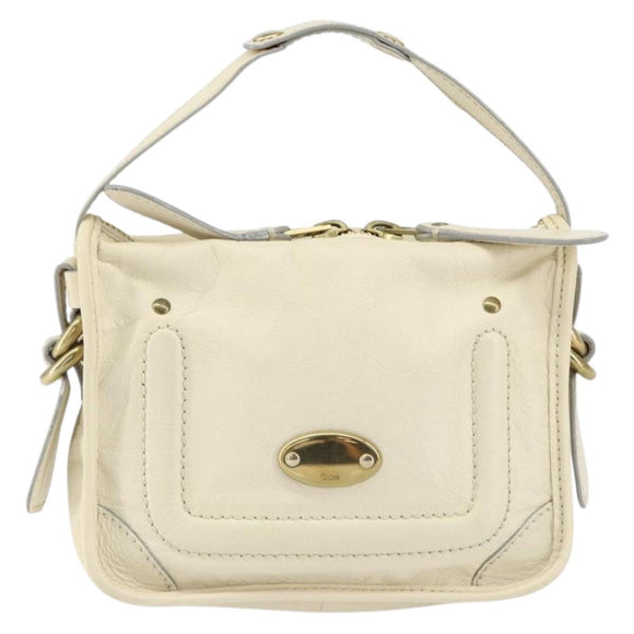 Chloe Hand Bag Leather Ivory Gold Auth ar13809
