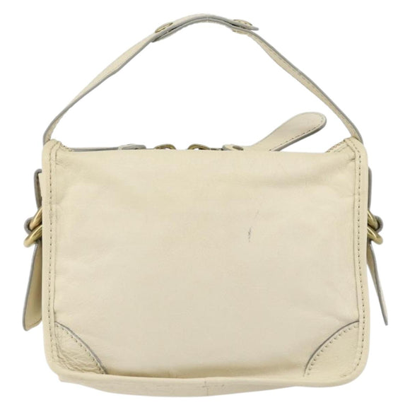 Chloe Hand Bag Leather Ivory Gold Auth ar13809