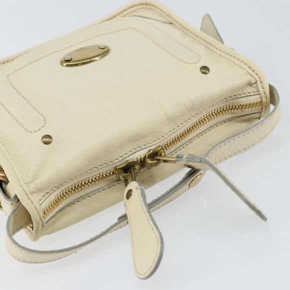 Chloe Hand Bag Leather Ivory Gold Auth ar13809