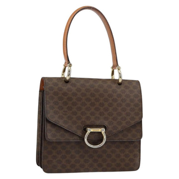CELINE Macadam Canvas Hand Bag PVC Leather Brown Gold Auth ar13810