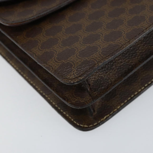CELINE Macadam Canvas Hand Bag PVC Leather Brown Gold Auth ar13810