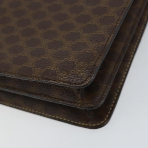 CELINE Macadam Canvas Hand Bag PVC Leather Brown Gold Auth ar13810