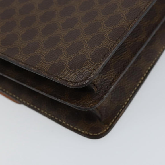 CELINE Macadam Canvas Hand Bag PVC Leather Brown Gold Auth ar13810